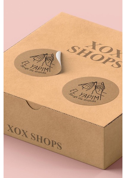 Xox Shops Sticker Kraft Görünümlü El Yapımı Yazılı Paketleme Kargo Etiketi - 90 Adet - ST2285