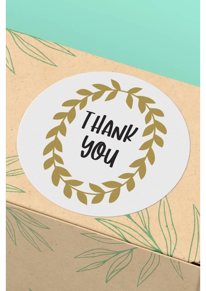 Xox Shops Thank You Sticker Teşekkürler Paketleme ve Ürün Etiketi Çiçek Çerçeve Siyah - 90 Adet - ST2014