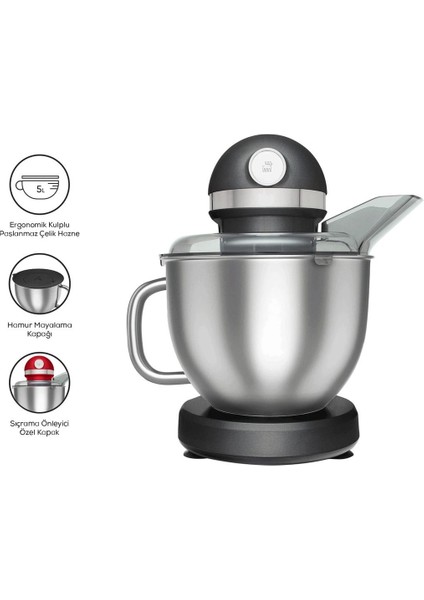 220 - 240 V Mastermaid Chef Pro Çift Kollu Stand Mikser Shiny Black 1750 W Siyah 1501 - 2200 Watt P modelleri