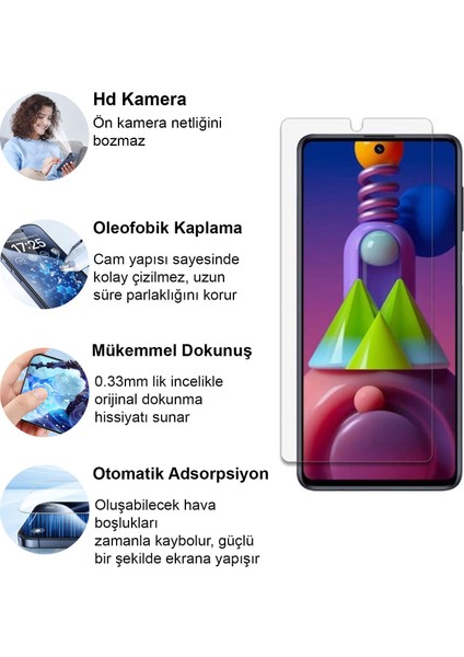 Samsung Galaxy M51 Kırılmaz Cam Şeffaf 0.3mm Kılıf Dostu Temperli Ekran Koruyucu fiyatları