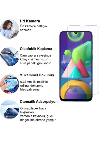 Samsung Galaxy M21 Kırılmaz Cam Şeffaf 0.3mm Kılıf Dostu Temperli Ekran Koruyucu fiyatları