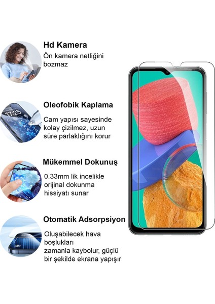 Samsung Galaxy M33 Kırılmaz Cam Şeffaf 0.3mm Kılıf Dostu Temperli Ekran Koruyucu fiyatları