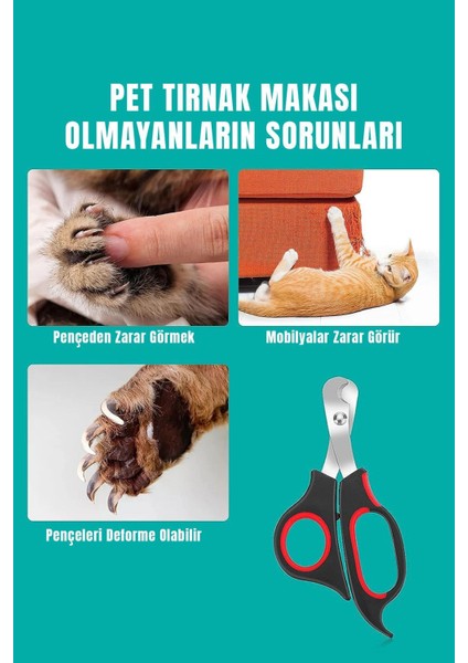 Kedi ve köpek tırnak makası, dayanıklı paslanmaz çelik ve plastik malzeme modelleri