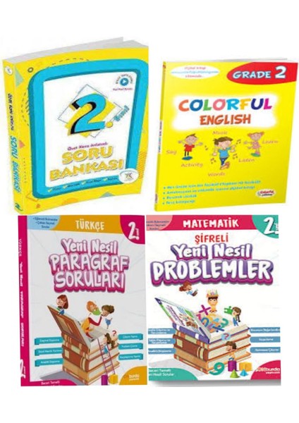 2.sınıf Konu Anlatımlı Soru Bankası +Yeni Nesil Paragraf ve Problemler Kitabı ve Colorful English 2