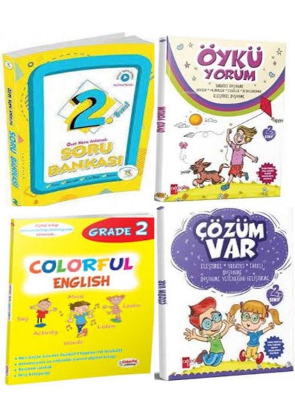 2.sınıf Konu Anlatımlı Soru Bankası+ Colorful English 2 ve Öykü Yorum+Çözüm Var