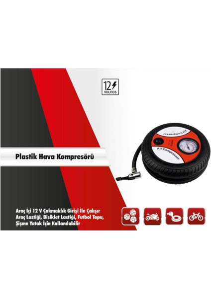 Oto Çakmaklık Hava Kompresörü 300 Psı 12V