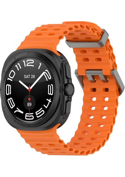 Samsung Galaxy Watch Ultra 47MM ile Uyumlu Tırtıklı Tasarım Silikon Kordon