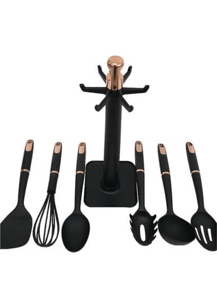 6 Parça Standlı Silikon Servis Seti Bakır PNG-1821