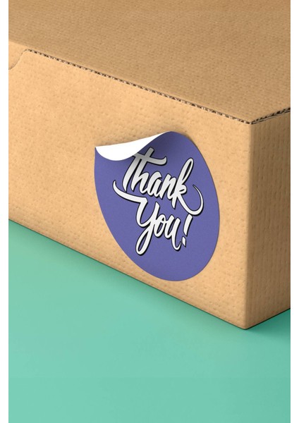 Thank You Sticker Teşekkürler Etiketi Mor Ambalaj Kargo Paketleme Etiketi - 90 Adet - ST2164