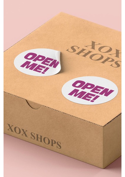 Mor Open Me Yazılı Ambalaj Kargo Ürün Paketleme Etiketi- 90 Adet - ST2259