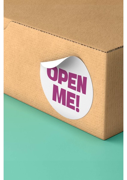 Mor Open Me Yazılı Ambalaj Kargo Ürün Paketleme Etiketi- 90 Adet - ST2259