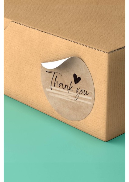 Thank You Sticker Kraft Görünümlü Ambalaj Kargo Paketleme Ürün Etiketi - 90 Adet - ST2204