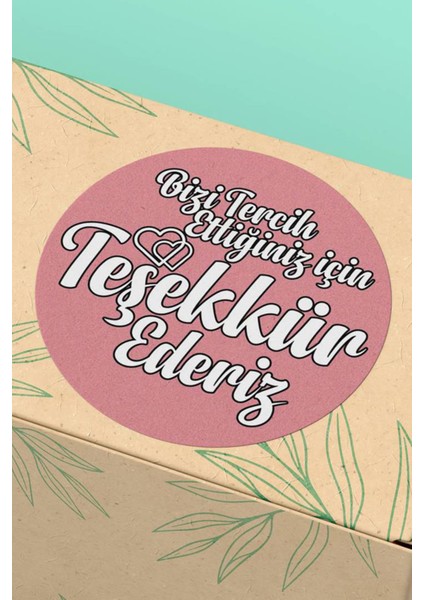 Pembe Teşekkür Ederiz Yazılı Türkçe Kargo Paketleme Ürün Etiketi - Kuşe 90 Adet - ST2154