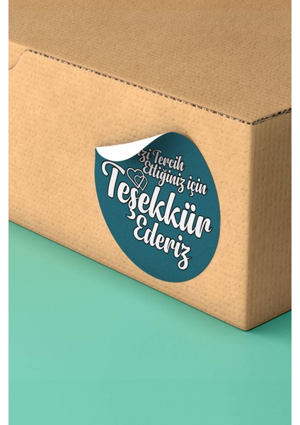 Yeşil Renkli Teşekkür Ederiz Yazılı Kargo Paketleme Ürün Etiketi - Kuşe 90 Adet - ST2156