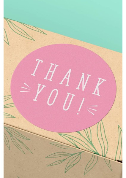 Thank You Sticker Teşekkürler Etiketi Pembe Renkli Kargo Paketleme Etiketi - 90 Adet - ST2129