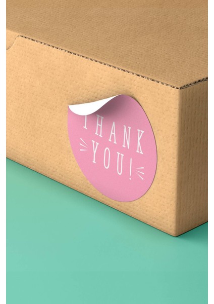 Thank You Sticker Teşekkürler Etiketi Pembe Renkli Kargo Paketleme Etiketi - 90 Adet - ST2129