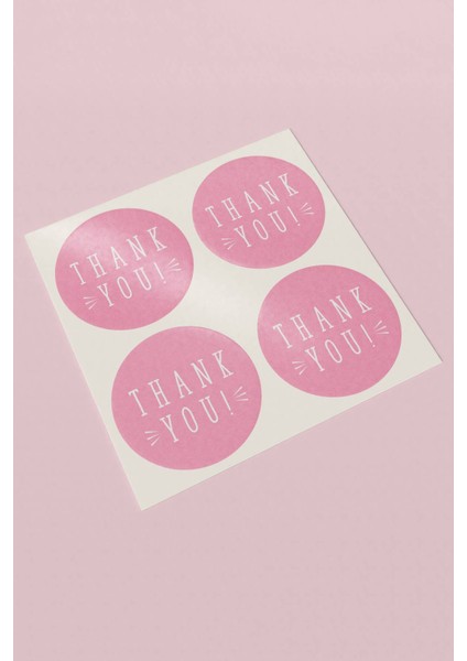 Thank You Sticker Teşekkürler Etiketi Pembe Renkli Kargo Paketleme Etiketi - 90 Adet - ST2129