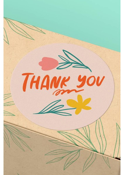 Thank You Sticker Teşekkürler Etiketi Pembe Kargo Paketleme Ambalaj Etiketi - 90 Adet - ST2241
