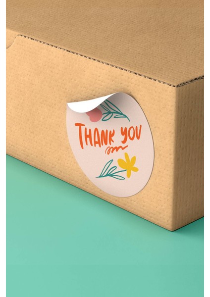 Thank You Sticker Teşekkürler Etiketi Pembe Kargo Paketleme Ambalaj Etiketi - 90 Adet - ST2241