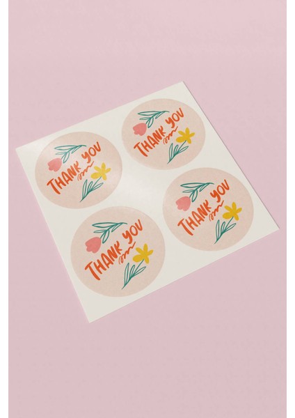 Thank You Sticker Teşekkürler Etiketi Pembe Kargo Paketleme Ambalaj Etiketi - 90 Adet - ST2241