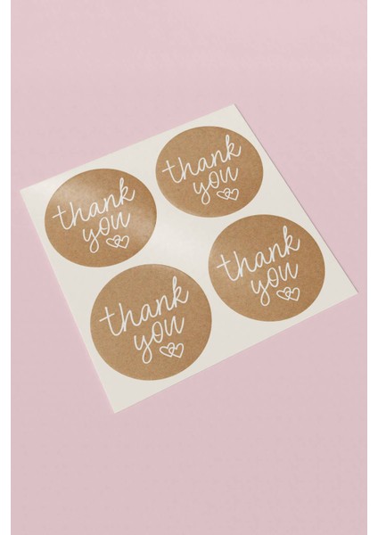 Xox Shops Thank You Sticker Kraft Görünümlü Beyaz Yazılı Paketleme Ambalaj Etiketi - 90 Adet - ST2338