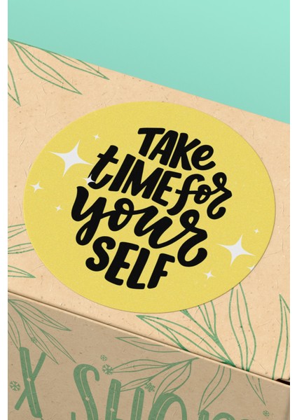 Take Time For Your Self Sarı Paketleme Kargo Ambalaj Sticker Etiket - 90 Adet - ST2406