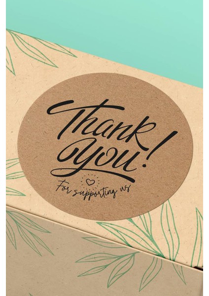 Kraft Görünümlü Thank You Yazılı Ambalaj Kargo Paketleme Etiketi - 90 Adet - ST2222