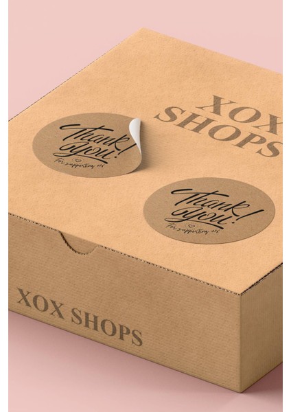 Kraft Görünümlü Thank You Yazılı Ambalaj Kargo Paketleme Etiketi - 90 Adet - ST2222