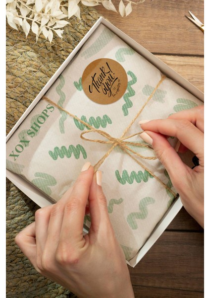 Kraft Görünümlü Thank You Yazılı Ambalaj Kargo Paketleme Etiketi - 90 Adet - ST2222