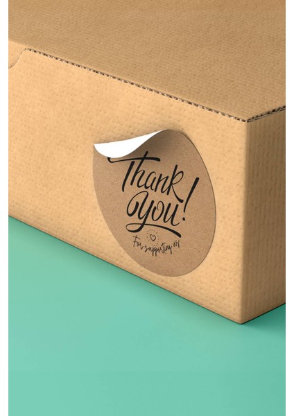 Kraft Görünümlü Thank You Yazılı Ambalaj Kargo Paketleme Etiketi - 90 Adet - ST2222