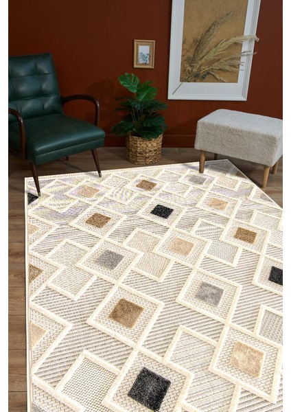 Sare 8804 Krem Hav Toz Vermez Dekoratif Halı 120 x 500