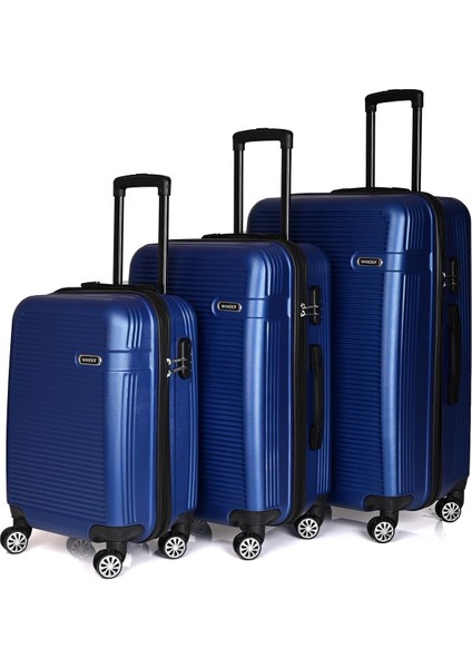 3000 3'lü Valiz Seti Koyu Mavi Büyüy Boy Orta Boy Kabin Boy fiyatları