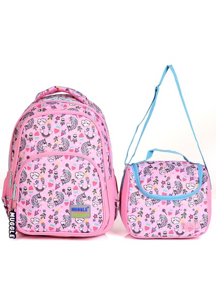 MU-003 Unicorn Okul Sırt Çantası 2'li Set Pembe