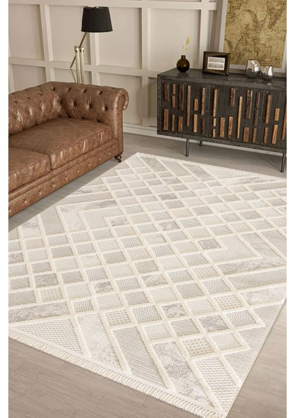 Sare 8802 Krem Hav Toz Vermez Dekoratif Halı 200 x 290