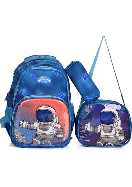 Wander Kabartmalı Astronot Okul Sırt Çantası 3'lü Set