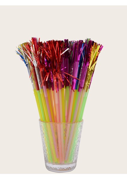 Tek Kullanımlık Renkli Plastik Palmiye Körüklü Pipet 50 adet/paket Parti, Kokteyl, Kafe, Restorant