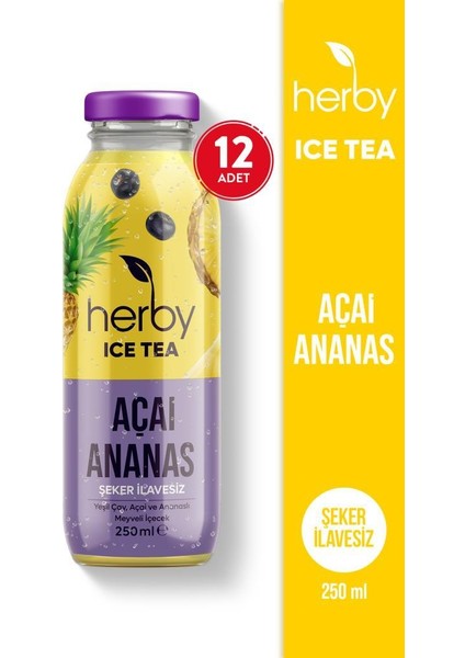 Ice Tea Açai Ananas Soğuk Çay Şeker İlavesiz 250 ml x 12