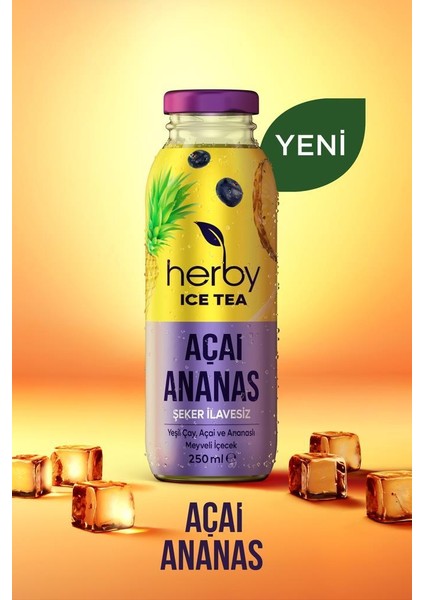 Ice Tea Açai Ananas Soğuk Çay Şeker İlavesiz 250 ml x 12