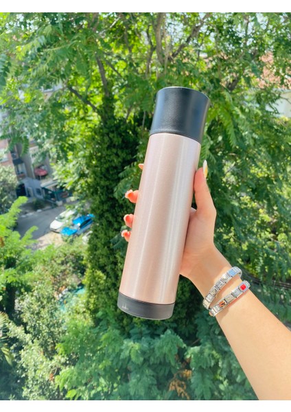 Outdoor Kamp Paslanmaz Çelik Termos 500 ml Pembe