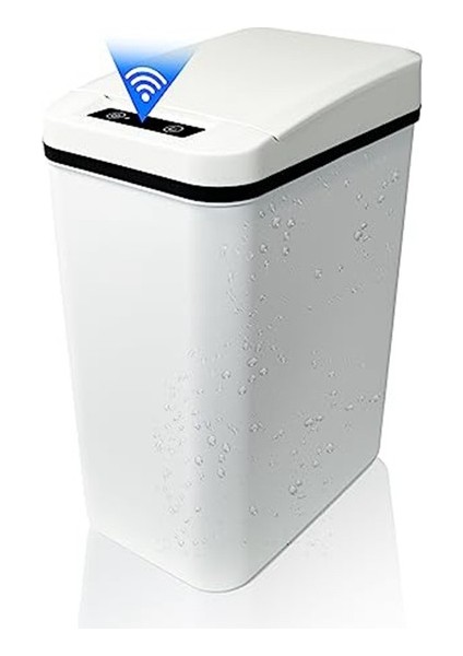 Otomatik Fotoselli Banyo Çöp Kovası Kapaklı Beyaz (Yurt Dışından)