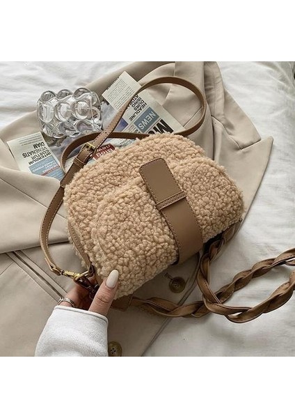 Omuz Çantası Messenger Örgülü Eyer Peluş Kürk Çanta Çanta (Yurt Dışından)