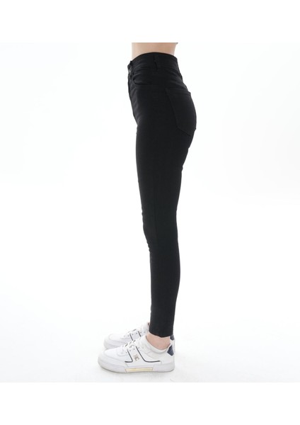 White Lily Boutique Dar Paça Siyah Lycralı  Çift Cepli Esnek Skinny Jeans