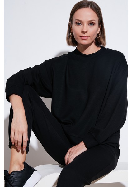 Streş Bisiklet Yaka Oversize Fit Oysho Kumaş Sweat Kadın Sweat 5865879