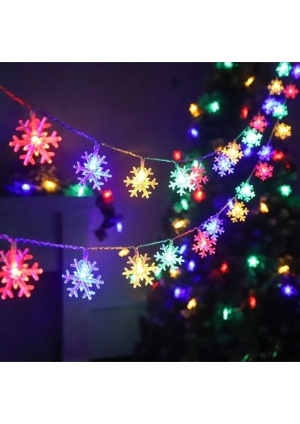 3m Kar Tanesi LED Işıkları Noel Süslemesi - Çok Renkli (Yurt Dışından)
