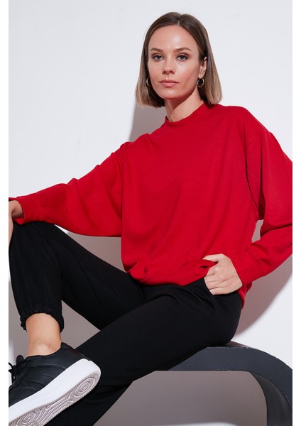 Streş Bisiklet Yaka Oversize Fit Oysho Kumaş Sweat Kadın Sweat 5865879