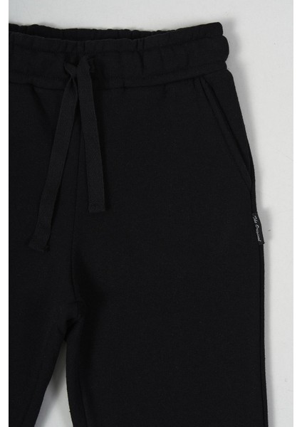 Siyah Kalın Pamuklu Beli ve Paçası Lastikli Cepli 5-6-7-8-9-10-11-12 Yaş Erkek Çocuk Eşofman Altı fiyatları