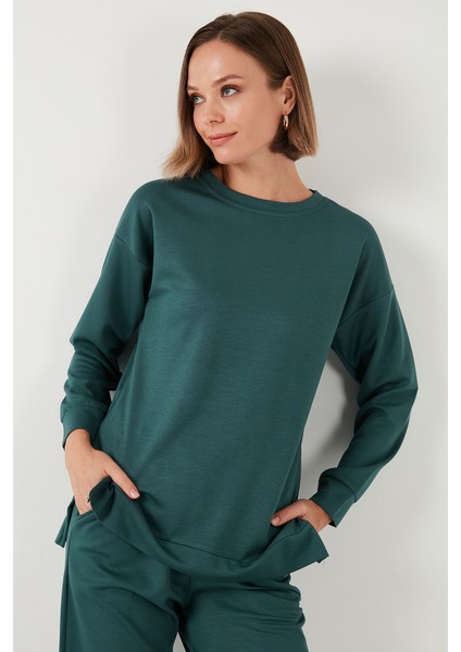 Streç Oversize Fit Bisiklet Yaka Modal Kumaş Sweat Bayan SWEAT 5865877 fırsatları