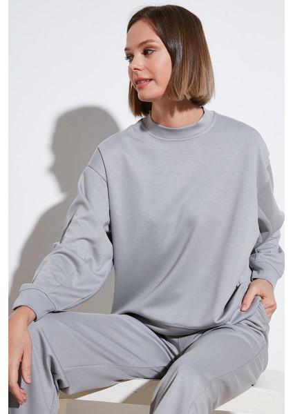 Streş Bisiklet Yaka Oversize Fit Oysho Kumaş Sweat Kadın Sweat 5865879 fiyatları