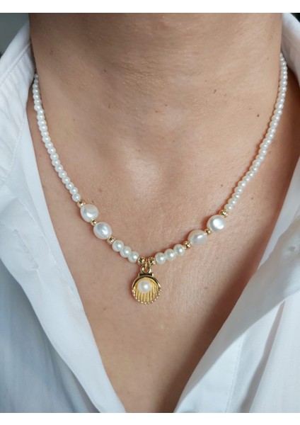 Istiridye Uçlu Tasarım Inci Kolye modelleri