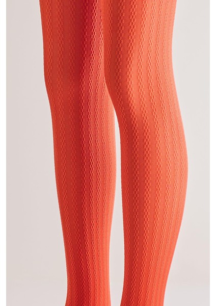 Kız Çocuk 20 Denye Örgü Desenli Külotlu Çorap Kırmızı fırsatları